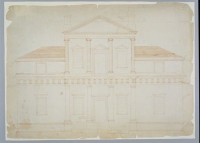 Monticello, Erste Version (Elevation), wahrscheinlich vor März 1771 von Thomas Jefferson